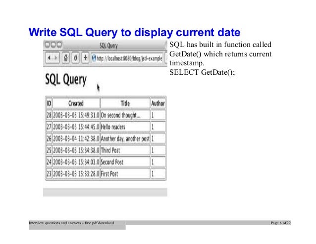 Sql Queries Interview Questions And Answers Pdf